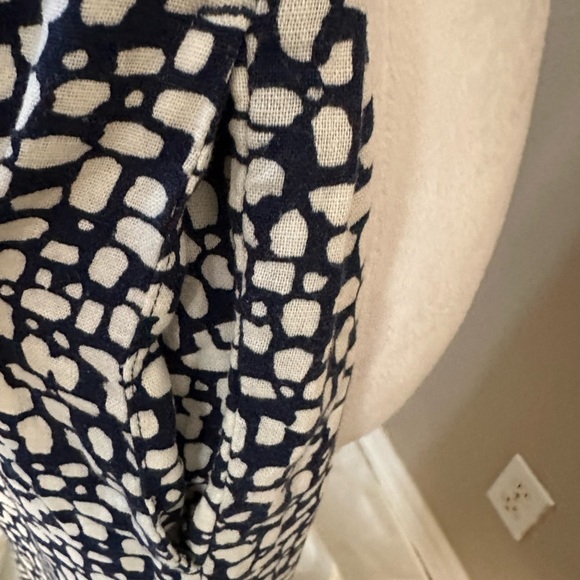 Banana Republic Navy and White Cropped Linen Blend Wide Leg Pants - Picture 2 of 5